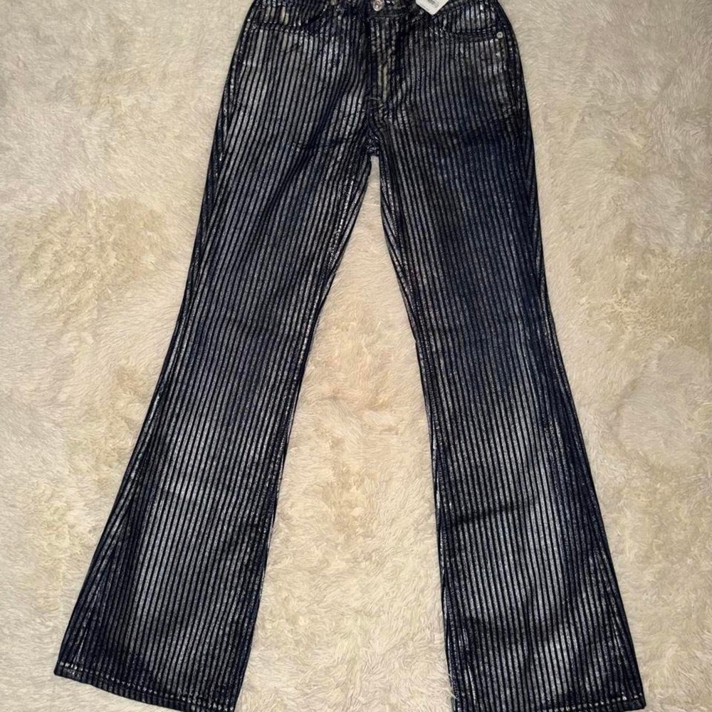 Free People West Coast Metallic Flare Jeans Size 26 NWT